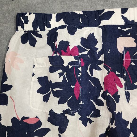 Liz Claiborne Pants Large Linen Blend Floral Wide-Leg Fun Boho Colorful Beach - Picture 3 of 12